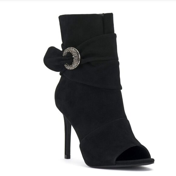 new Vince Camuto Womens ANTAYA Suede Peep Toe Ankle Booties Shoes 259  4M2T - Picture 3 of 9
